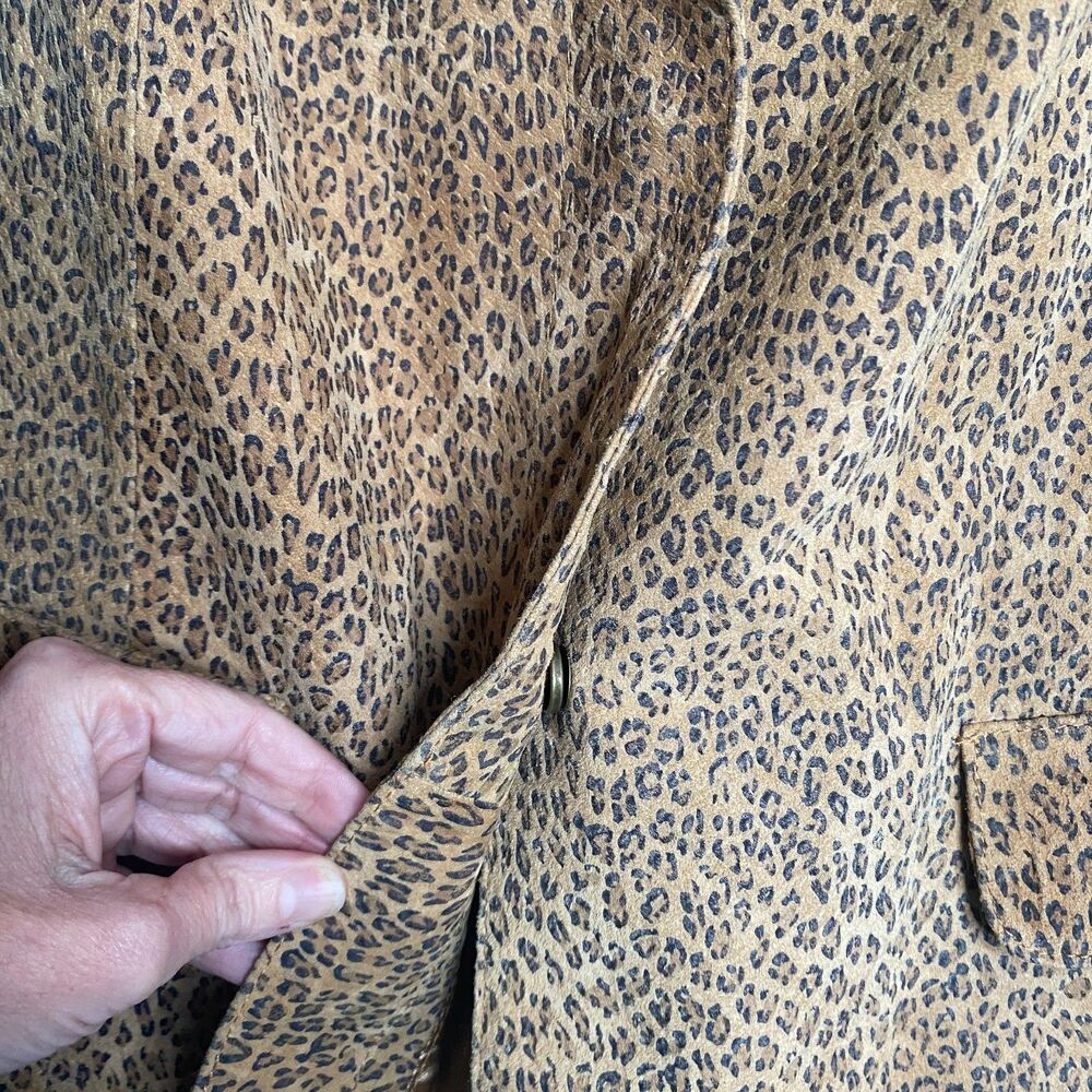 Live a Little LAL Leather Leopard Print Jacket Cuffed Sleeves Lined Womens 2X - Picture 5 of 12